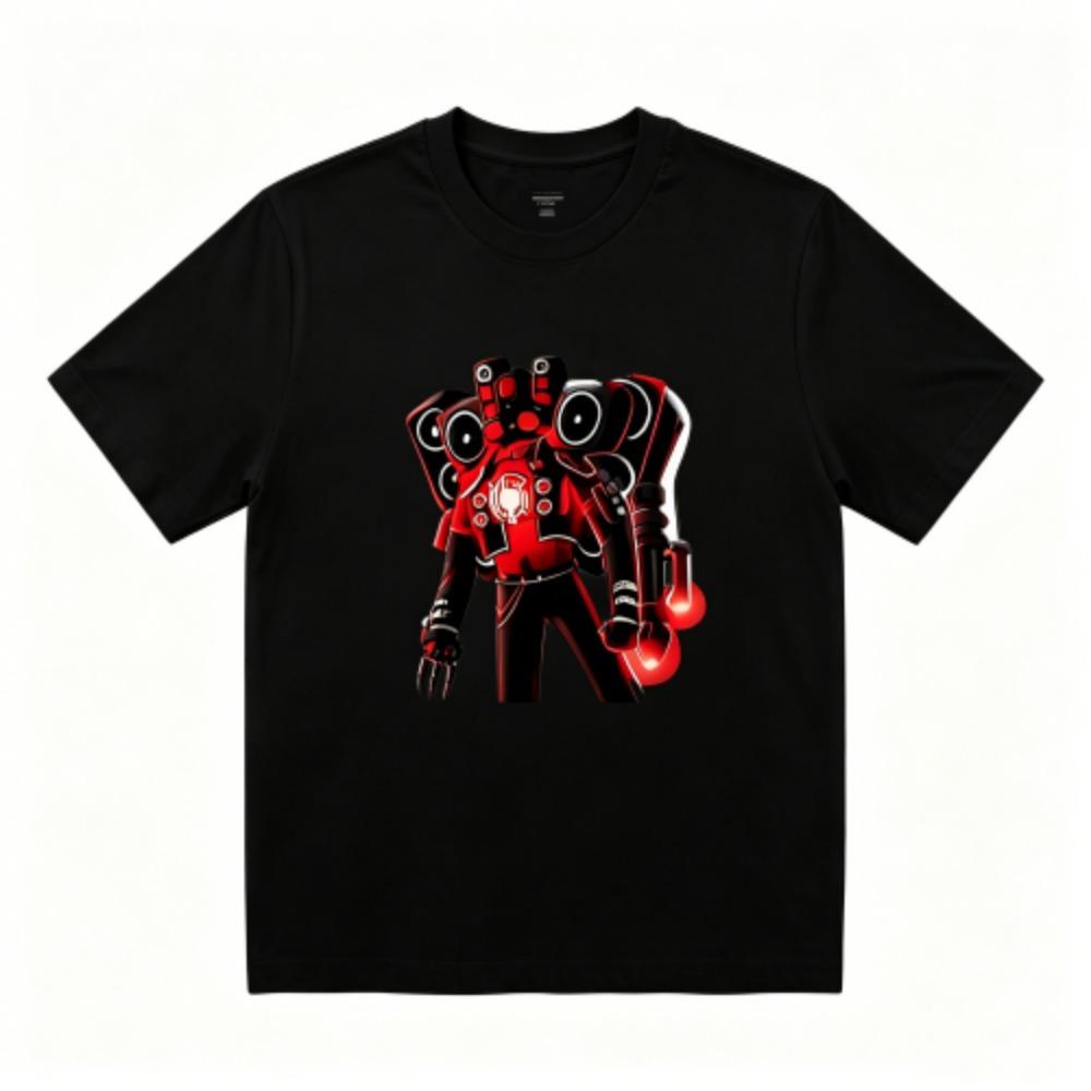 Funny Cartoon Mecha Print Men s T-Shirts Summer Fashion Street Outdoor Casual T-shirt Tops for Men s and Women s Tees Top XXS