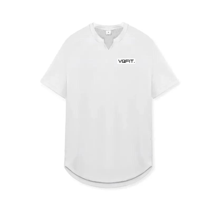 

Muscleguys мужские спортивные повседневные облегающие топы с v-образным вырезом и короткими рукавами для фитнеса, бодибилдеров и графических футболок XXL белый