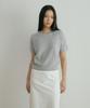 Lingseoul Wool Round Neck Half Sleeve Knit Top-Sky Blue