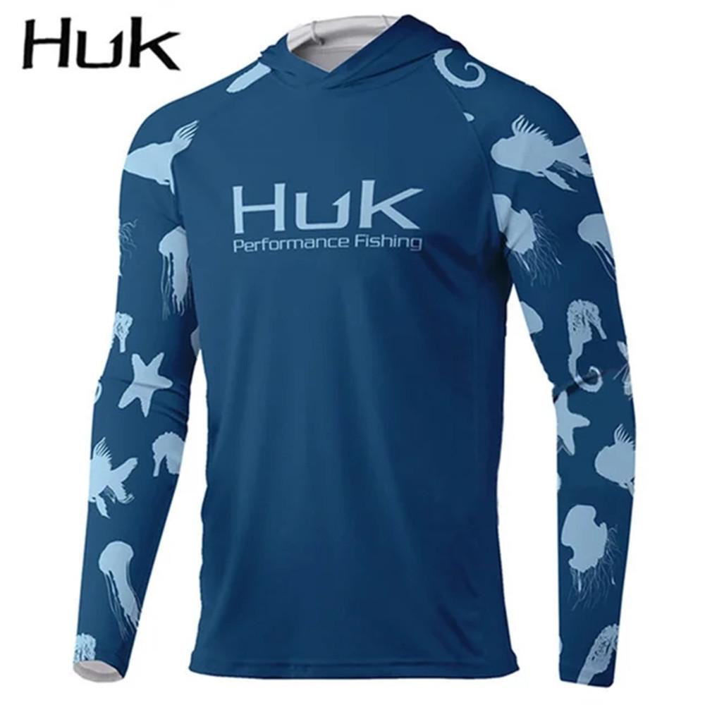 HUK fishing suit men's summer upf + 50 ice silk breathable and quick-drying fishing hooded long-sleeved Luya fishing suit