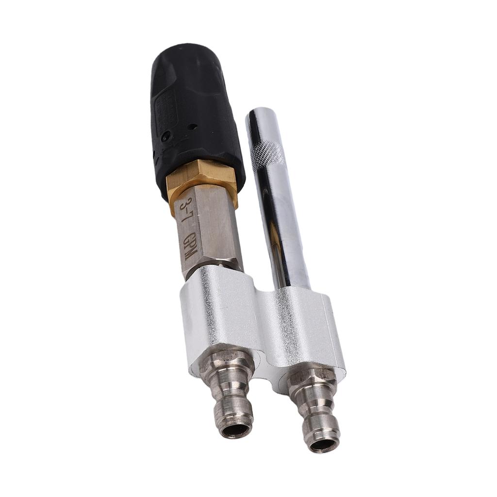 Adjustable Downstream Soft Wash Nozzle 2 In 1 Long Reach Soap Twist Nozzle 0 To 60 Degrees Spray Pattern with 1 4 Inch
