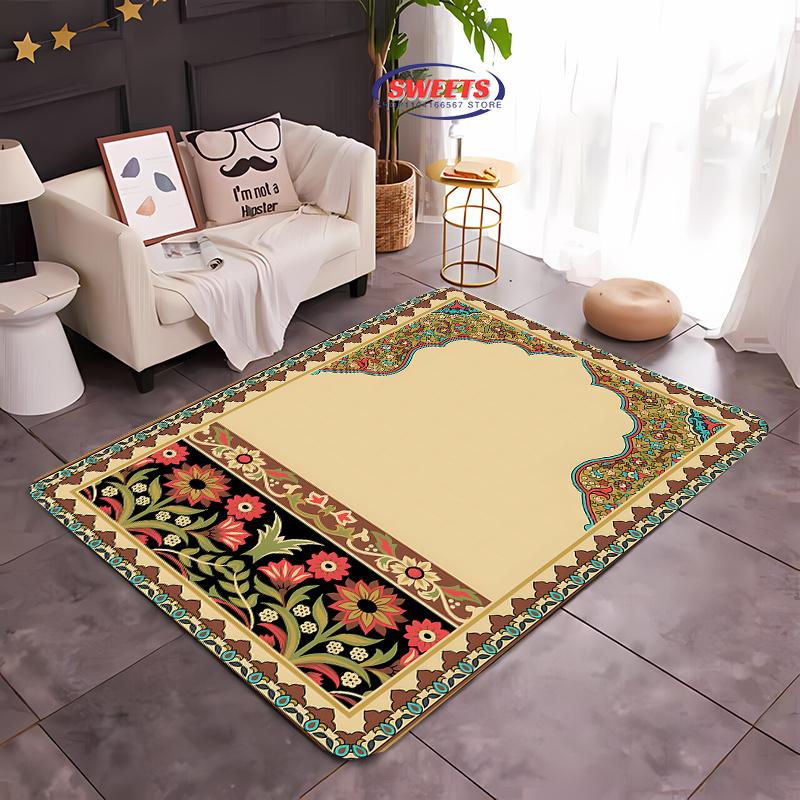 

Ковер с узором в исламском стиле, коврик для пола в спальне, коврик у кровати в гостиной, противоскользящий изысканный домашний декор, прочный, можно стирать в машине 40x60cm (16x24in)
