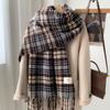 Pink retro plaid imitation cashmere scarf women's winter new high-end warm thickened scarf versatile and trendy