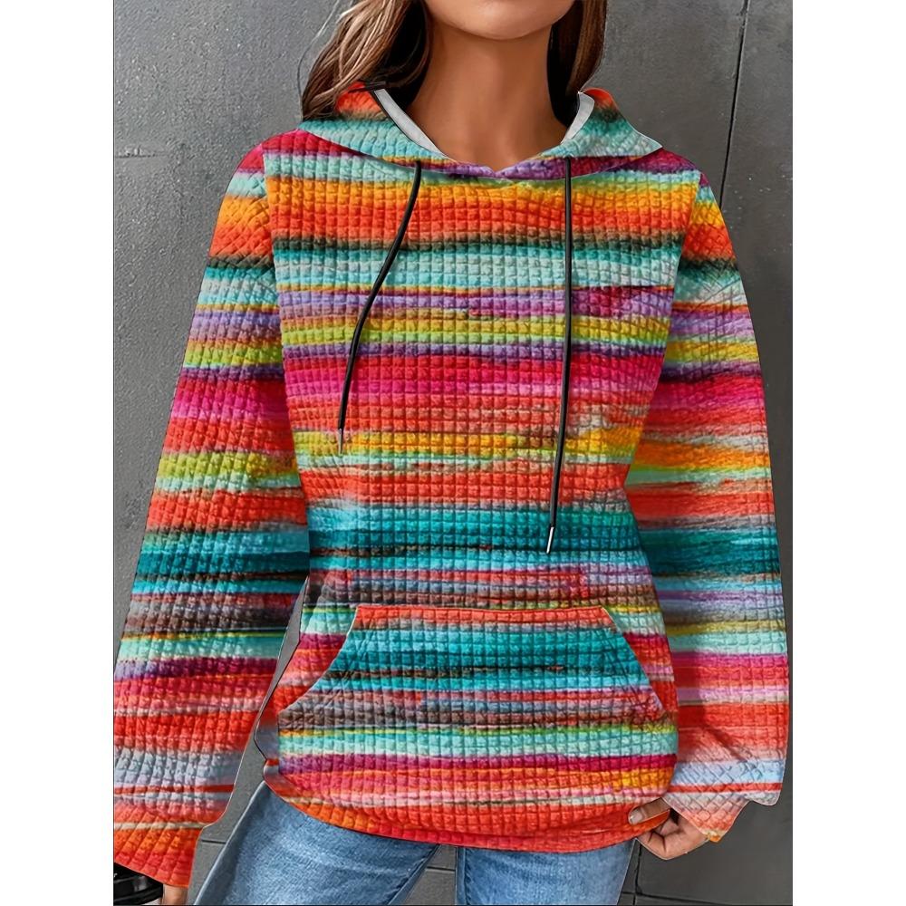 Spring Women's Hoodies Causal Long Sleeve Hoodies Autumn Vintage Rainbow Casual Sweatshirts Pullovers Streetwear Women's Clothing