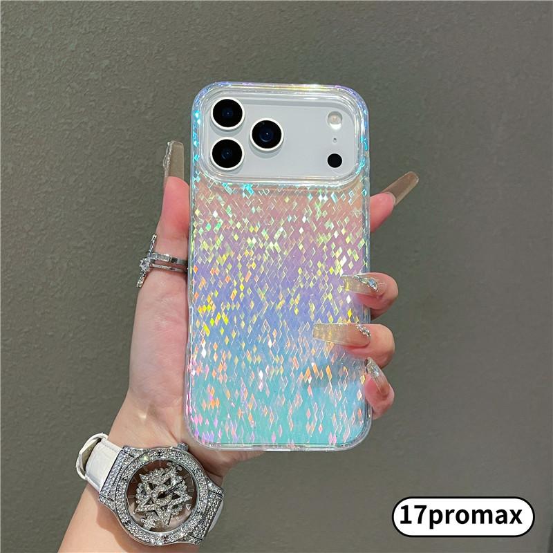 Applicable to Apple 17 mobile phone case color-plated transparent glitter iphone17promax diamond pattern magnetic case 17pro