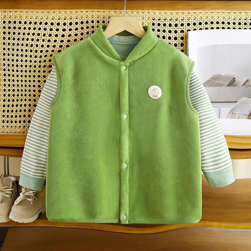AINI Kids' Orlon Fleece Vest - Warm, Sleeveless, Stand-up Collar for Boys and Girls, Ideal for Spring and Autumn.