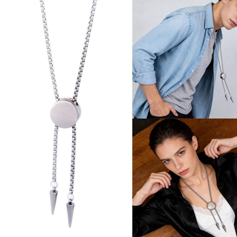 Classical Bolo Style Stainless Steel Sliding Pendant Necklace Ergonomic Design Jewelry for Comfortable Long Term Use
