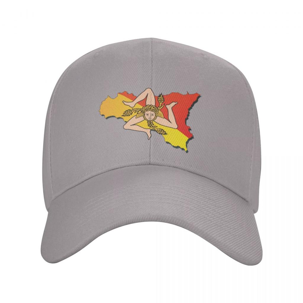 Classic Sicily Sicilia Flag Map Baseball Cap for Women Unisex Breathable Italian Sicilian Pride Dad Hat Sports Snapback Caps
