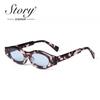 STORY Retro Narrow Oval Sunglasses Vintage Trendy Blue Green Skinny Frame UV Protection S3905N for Women Men