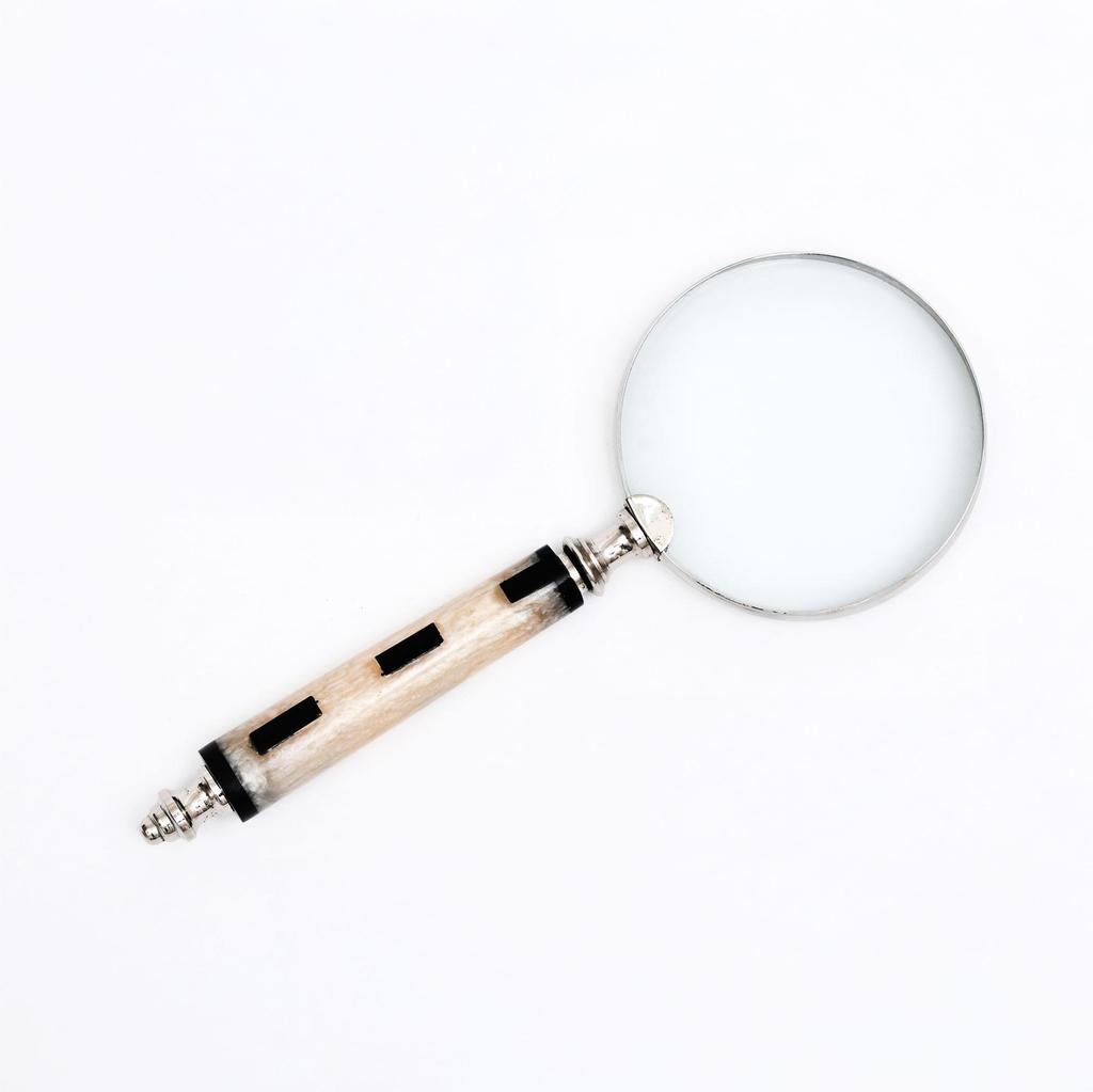 Black & White Resin Handle Magnifying Glass With Steel Frame