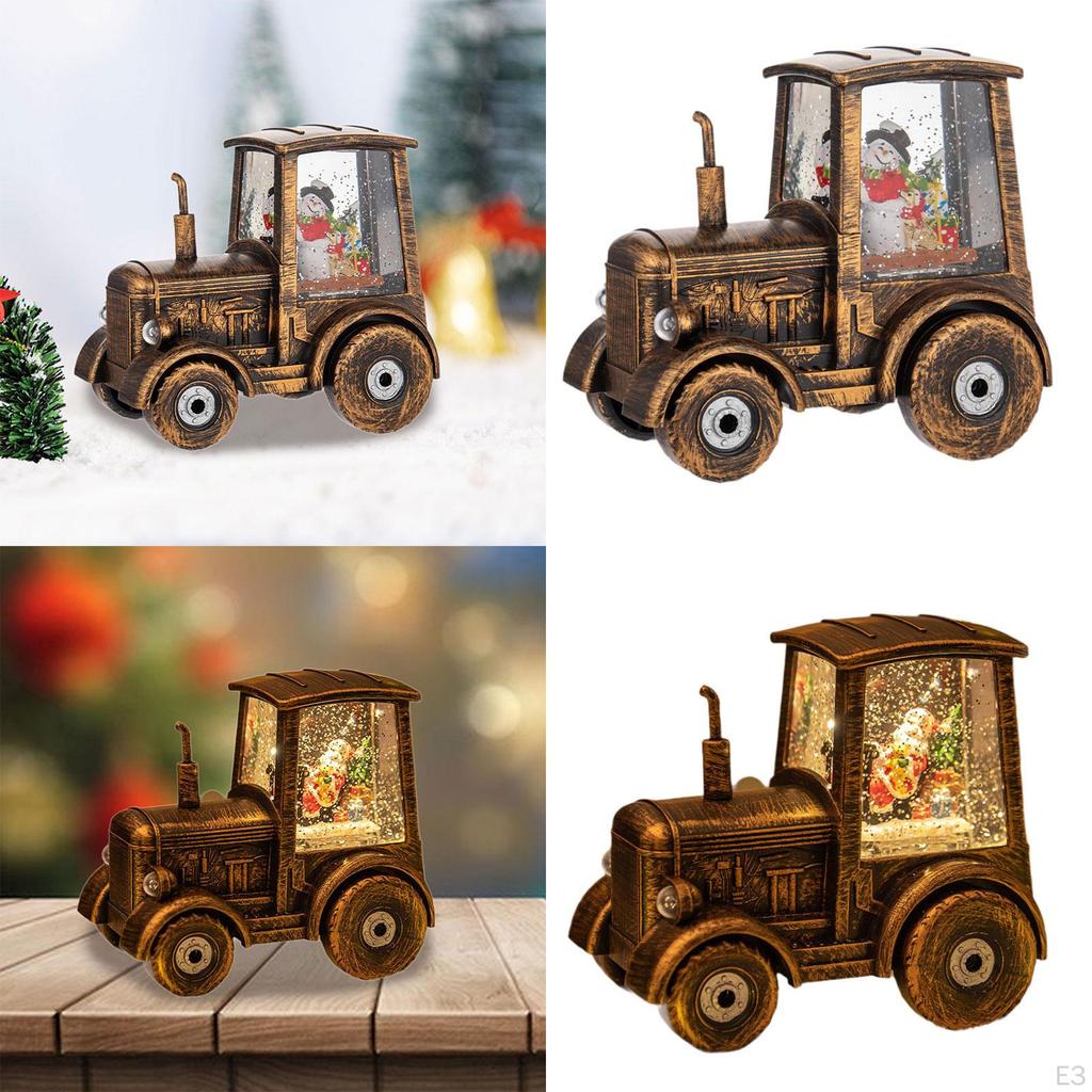 Weihnachtsbeleuchteter Traktor Warmer wirbelnder Glitzer mit USB-Kabel Schneemann Vintage-Stil Tisch
