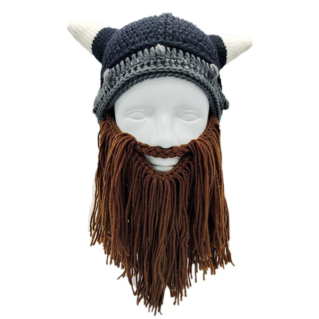 2 PCS Funny Knit Beard Mustache Beanie Hat Winter Fall for Parent-Child Cosplay