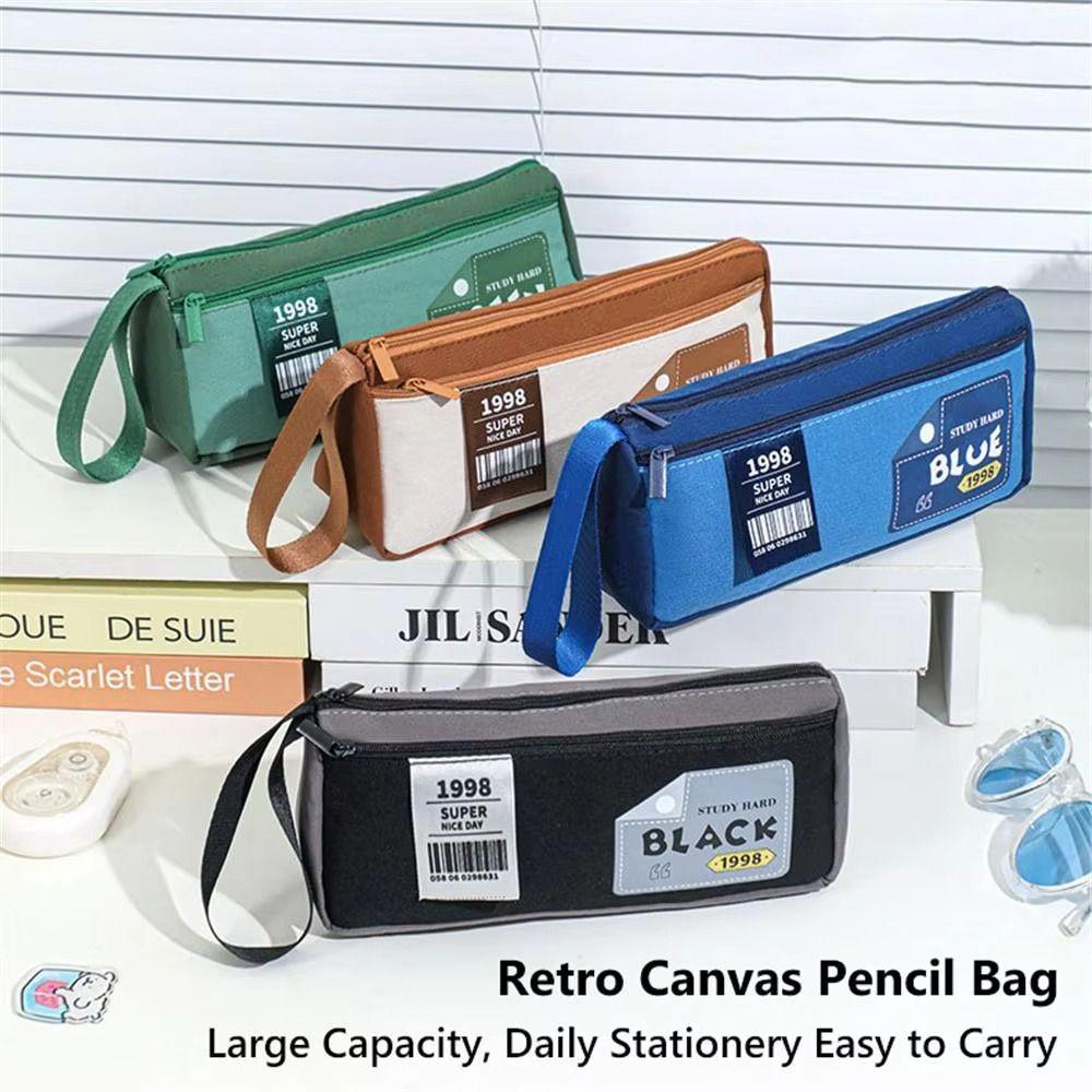 Organizer Double-Layer Pencil Case with Handle Cartoon Pencil Cases  School Supplies