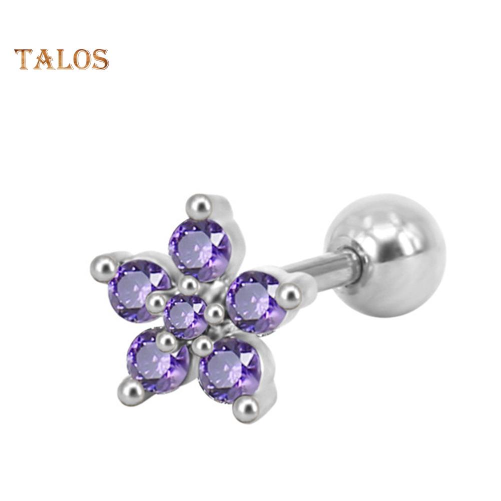 TJ Women Cubic Zirconia Flower Ear Stud Earring Piercing Cartilage Jewelry Gift