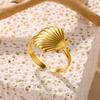 Stainless Steel Shell Rings For Women Gold Color Beach Shell Finger Adjustable Ring Summer Aesthetic Fashion Jewelry Gift