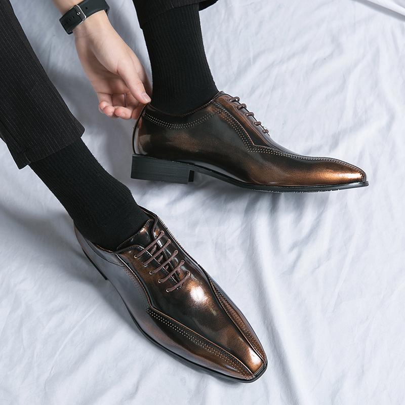New Business Men's Shoes Oxfords Square Toe Lace-up Spring Autumn Brown Black Mens Dress Shoes Zapatos De Vestir Hombre