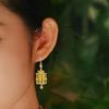 Gold-Plated Hanfu Wedding Lantern Dangle Earrings - New Chinese Style Cheongsam Studs
