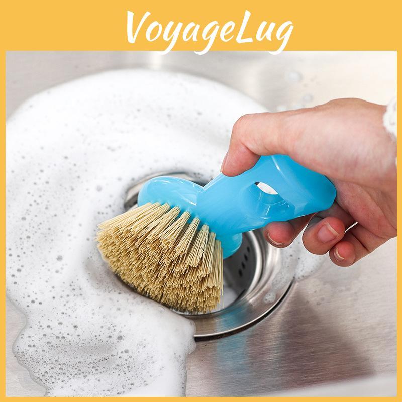Abs Pot Handle Scrubber With Nylon Bristles For Easy Dishwashing Cleaning And