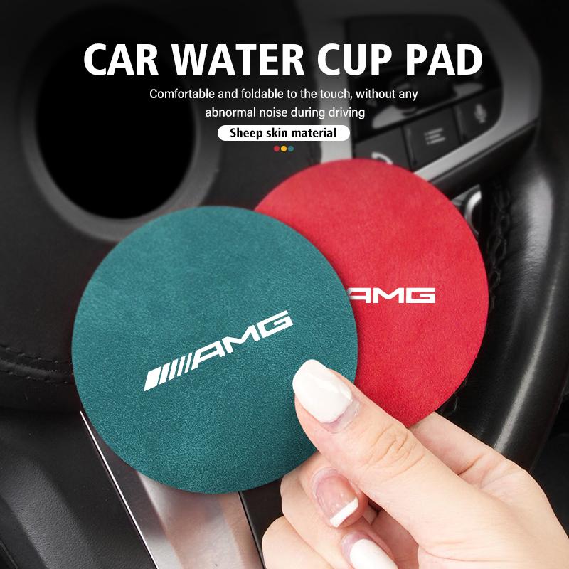 2pcs Car Coaster Water Cup Bottle Holder Mat Anti-Slip Pad For Mercedes Benz AMG C180 C300 W124 W176 W177 C200 C260 GLC CLE CLA IQ9