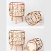 Rattan Indoor Plant Stand Straw Woven Flowers Pots Holder Stool with Legs Floor Planter Baskets Rack Wood Plant Shelf
