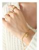 Simple Girl Best Friend Gift: Gold-Plated Titanium Steel Square Pendant Bracelet with Freshwater Pearl Beads