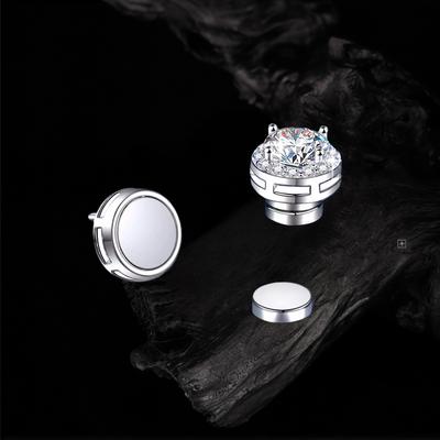 1CT S925 Silver Moissanite Magnetic Earrings for Men and Women High-End Minimalist Design No Piercing Needed Birthday Gift
