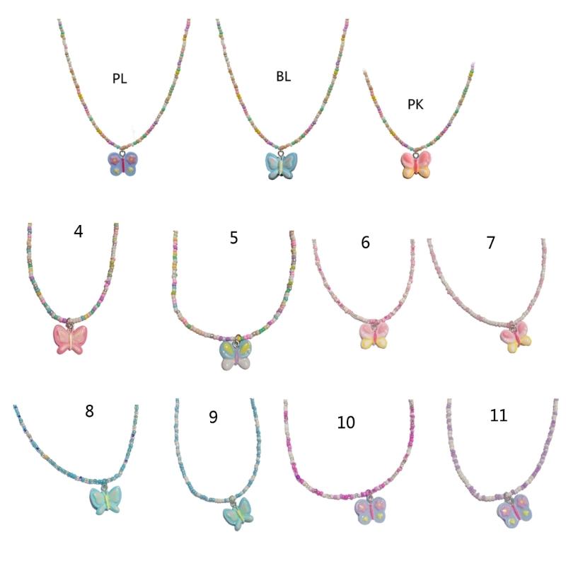 Butterfly Beaded Necklaces Butterfly Choker Pendant Necklace Beaded Choker Resin Material Perfect Gift for Girl Children