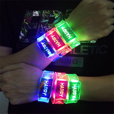 Light Up Wristband Happy Bracelet Led Night Light Party Decoration Supplies for Wedding Festival Party Guest Kid Gifts