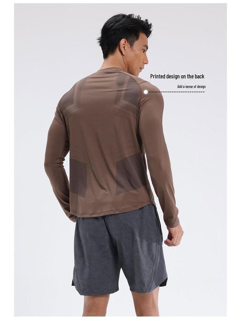 Dijia Men's Quick-Dry Long-Sleeve Athletic T-Shirt for Running, Basketball, Fitness, Cycling, and Hiking.