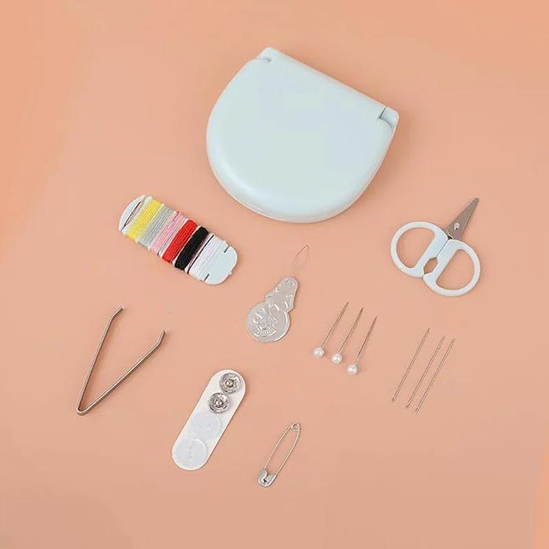 Mini Portable Sewing Kit for Travel, 48PCS Sewing Supplies with Threads, Needles, Buttons, Thimble & Measuring Tape, Compact