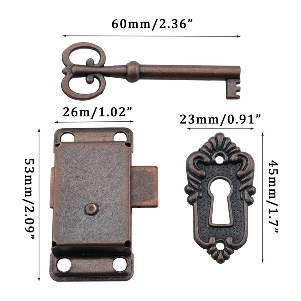 Serrature per Cassetti in Ferro Battuto a Filo Serratura Decorativa per Mobili Serratura Antica per Scatola Porta Gioielli con per Chiave per Casa