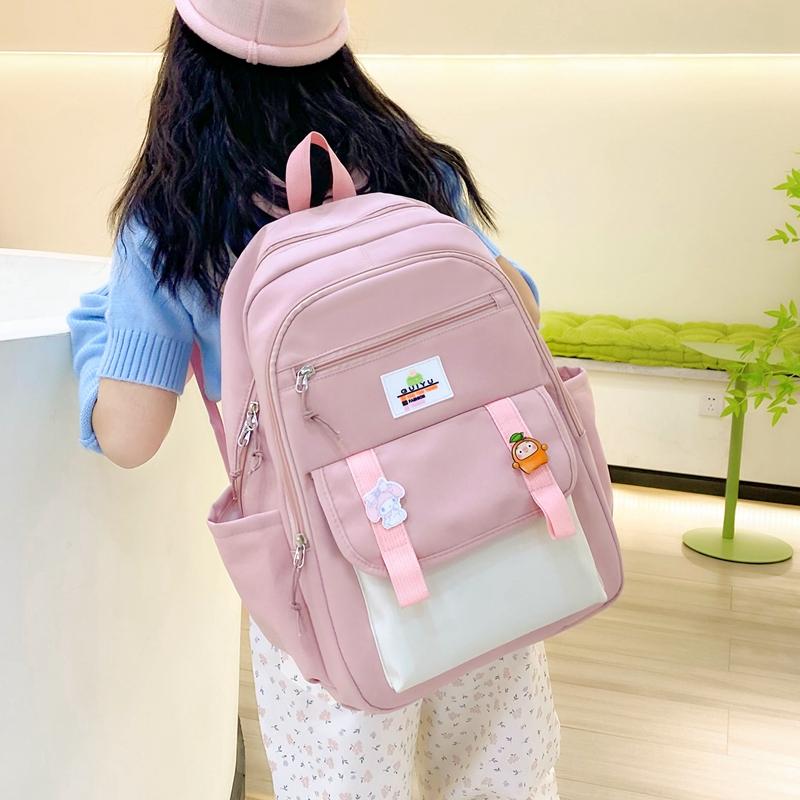 Four-Piece Backpack Set Student Schoolbag Stitching Contrast Color Campus Backpack Large Capacity Backpack for Primary and Secondary School Students