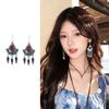 Bohemian Fan-shaped Water Drop Tassel Earrings - Retro Unique Ear Hooks with Atmosphere