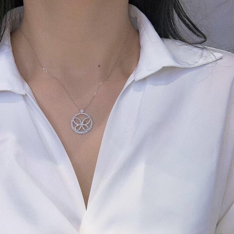 925  Exquisite New Zircon Micro Inlaid Sun Flower Clover Round Pendant Necklace Ladies Party Birthday Gift