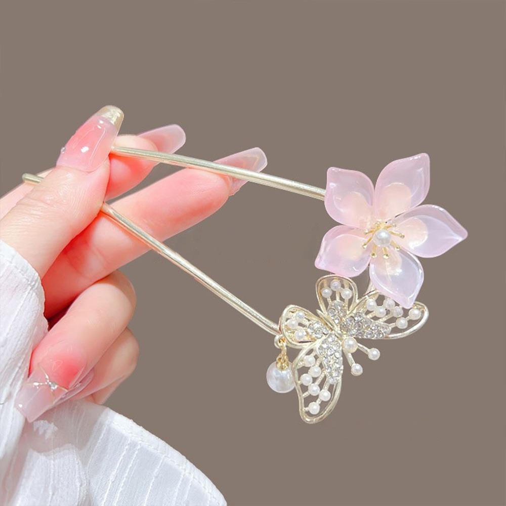 Legierung Haarnadel Quaste Blume Dutt Werkzeug Hochsteckfrisuren Kopfschmuck Vintage U-förmige Haarnadeln für Damen