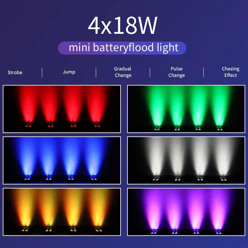 4x18W Led RGBWA UV 6IN1 Color Battery Wireless DMX Led Par Light Mini Battery Party Light 2.4G Wireless.