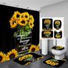 Five Sunflowers Bathroom 4 Piece Set Shower Curtain Bath Mat Curtain Toilet Lid Mat Toilet Pedal