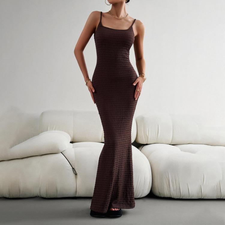 Knitted Dress Halter Neck Solid Color Wrapped Hip Sexy Slim Fit Women's Autumn Winter