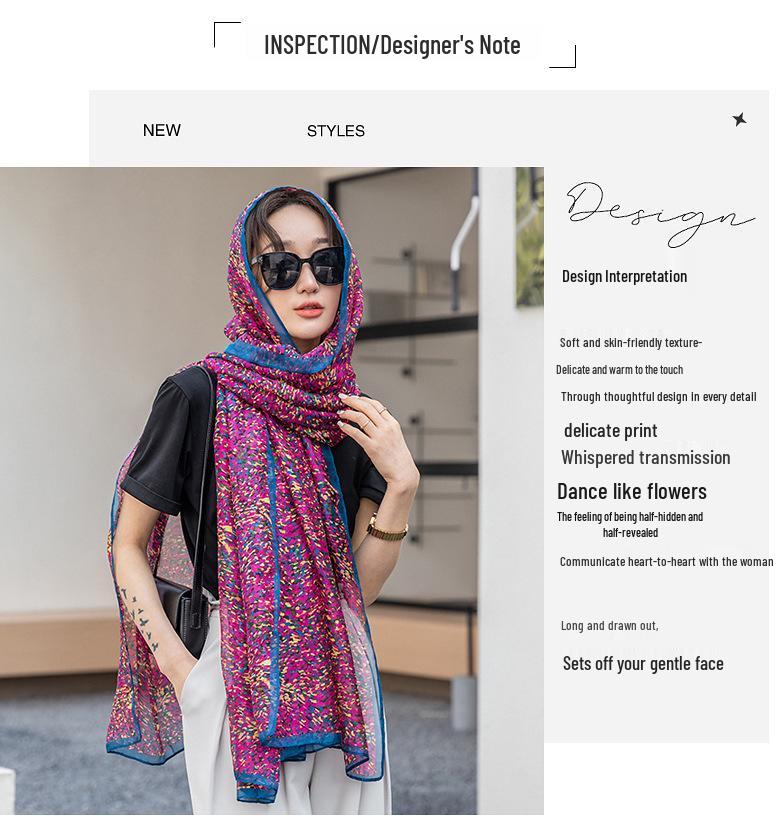 Spring Silk Sunscreen Scarf: Lightweight Women's Shawl for Outdoor Travel & Beach