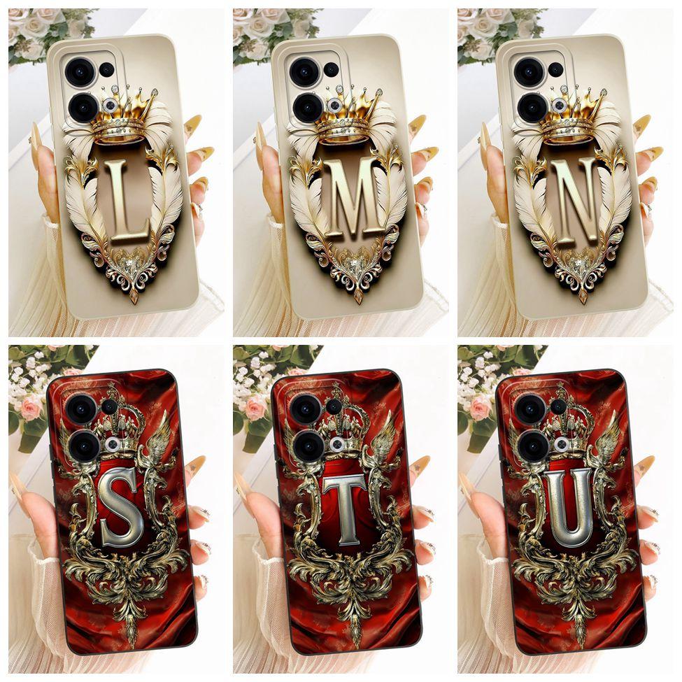 For Oppo Reno13 CPH2689 PKM110 Case For Oppo Reno 13 Cover Luxury A-Z Letters Fashion Crown 2D Painted Silicone Casing