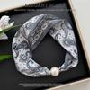 Thin Pearl Silk Scarf Magnetic Clasp Neck Wrap Fashion Neckerchief  for Women