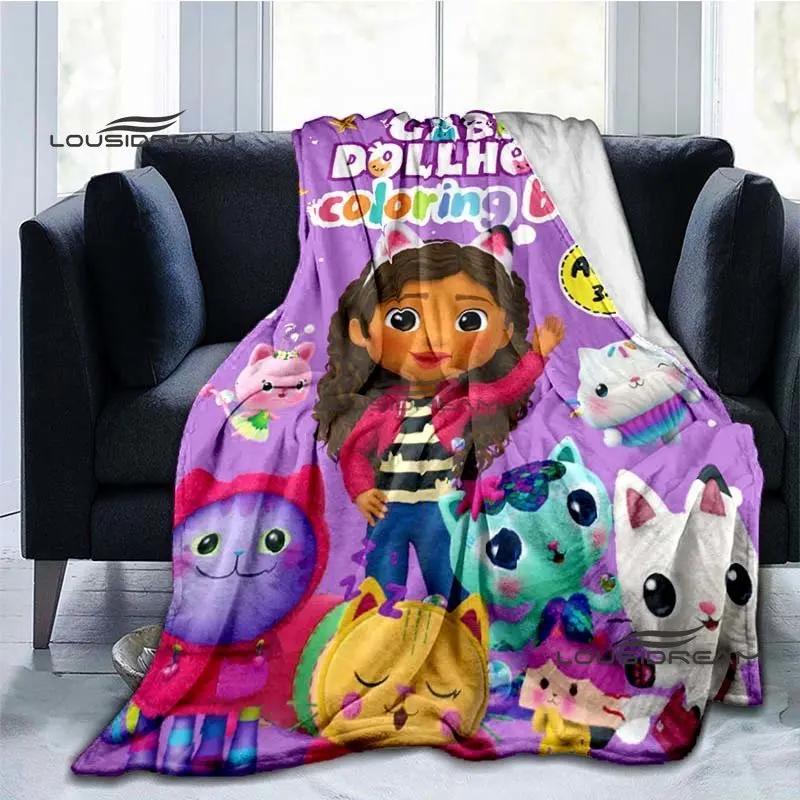 Domek dla lalek Gabby Koc Miękki Koc Kreskówkowy na Sofę Prezent Świąteczny Dzieci Podróże Kemping Sypialnia Salon Dekoracja Size: 75*100cm, Weight: 230 GSM purple