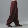Men's Summer Loose-Fit Cotton Linen Wide-Leg Elastic Waist Sports Pants