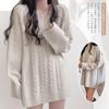 Vmiutyer LLOP Cable Knit Long Medium Plus Sizes Loose Women's V-Neck Sweater, Weight, Flattering, Available, Fit, Casual, Cute, Warm, Soft,