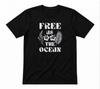 Free As The Ocean Beach Inspired Flower Holiday Summer Black T-shirt