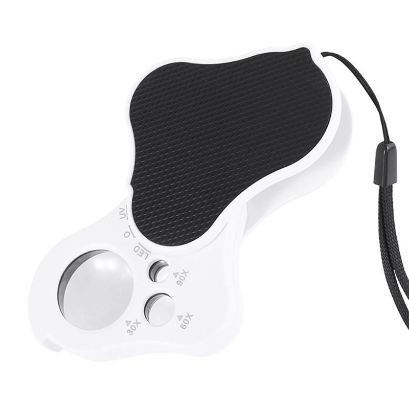 30X 60X 90X Jewelers Foldable Pocket Magnifier Magnifying Glass with Led Uv Light Loupe Identification for Observations