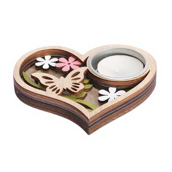 Wood Candle Holder Heart/Butterfly/Flower Shaped Tealight Holder for Weddings Parties Birthdays Bridesmaids Baby Showers