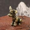 Intricately Carving Brass Dog Figure Solid Copper Puppy Sculpture Ornament for Art Enthusiasts and Desk Decoration