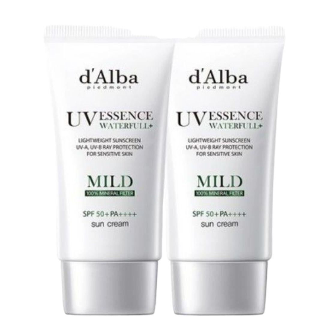 d Alba Vegan Waterful Mild Sunscreen SPF50+ PA++++ Hydrating UV Protection Sun Cream 50ml x2