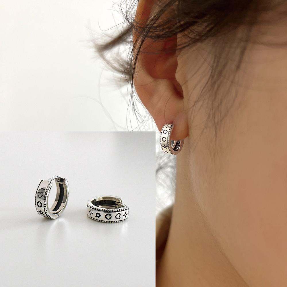 925 Silver Geometry Studs Earring for Women Splicing Korean Hip Hop Versatile Jewelry Gift